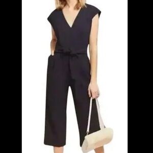 Anthropologie Ett:Twa Sedona Black Cropped Wide Leg Jumpsuit Size XS